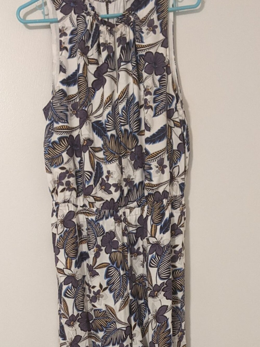 Loft Jumpsuit Jumper M Brown Tropical Wide Palazzo Leg Sleeveless Summer Boho